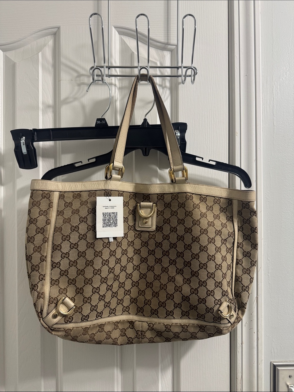 Gucci Beige/Brown GG Canvas Tote with Gold Hardware